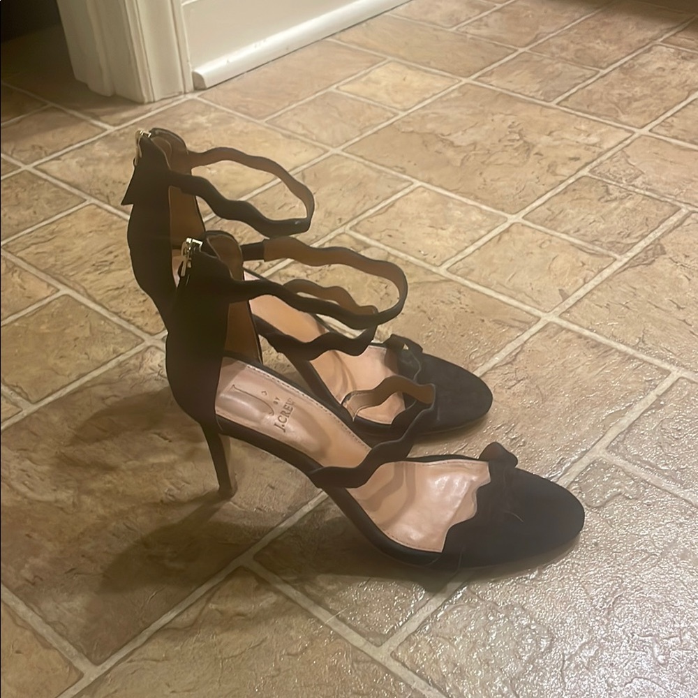 Black Stiletto Heels with Strappy Design